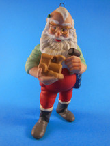 Hallmark ON THE RIGHT TRACK porcelain1986 Santa in glasses ornament 5&quot; - $116.94 MXN