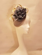Vintage 40s 50s Hat,  Disc Hat fascinator, Ascot,Wedding fascinator.Grey... - £47.34 GBP