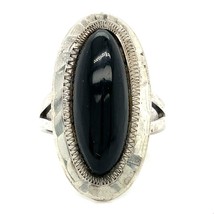 Vintage Sterling Signed 925 Plata Hecho En Mexico Old Pawn Black Onyx Ring sz 7 - £38.68 GBP