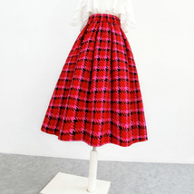 Winter Red Plaid Midi Pleated Skirt Women Custom Plus Size Holiday Skirt image 7