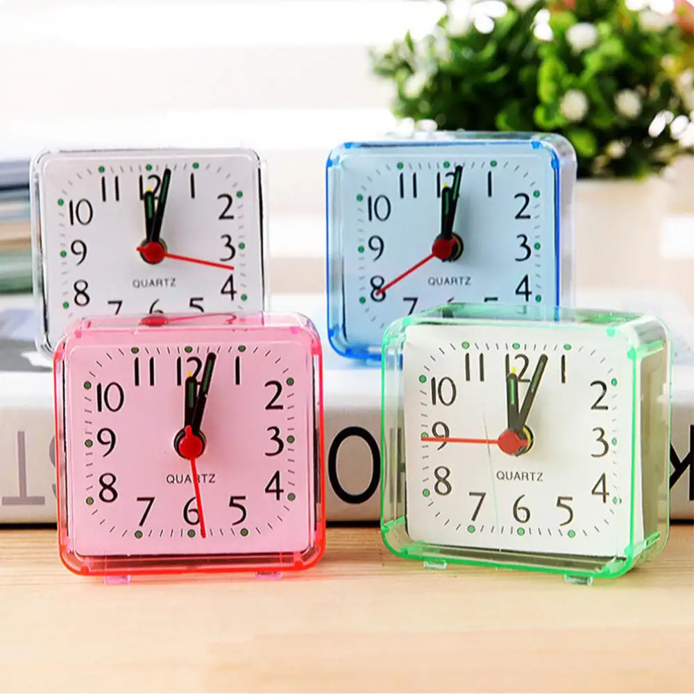 Square Small Bed Alarm Clock Transparent Case Compact Travel Alarm Clock... - £8.44 GBP+