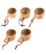 Wooden coffee mug Japanese style natural rubber wood mug Reusable eco-fr... - £23.69 GBP