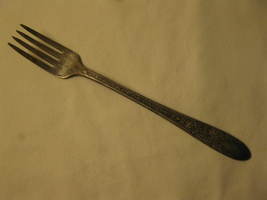 National Silver 1937 Rose & Leaf Pattern Silver Plated 7.5" Table Fork #3 - $8.00