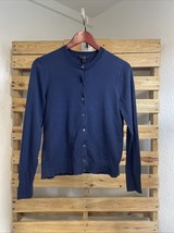 J.Crew Navy Blue Cotton Blend Classic Preppy Cardigan Sweater Size M BBL JD - $9.90