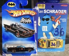 Hot Wheels Batman ‘66 Batmobile &amp; Action M&amp;Ms Ken Schrader #36 Diecast Cars - £11.68 GBP