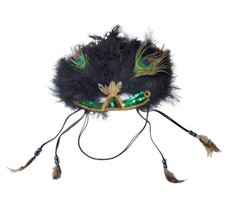 Feathered Masquerade Mardi Gras Mask Peacock Gold Sequins - £9.65 GBP