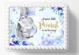A Little Peanut Elephant Edible Image Edible Baby Shower Cake Topper Frosting Sh - £13.16 GBP