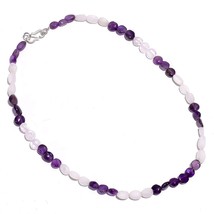 Natural Amethyst Moonstone Gemstone Mix Shape Smooth Beads Necklace 18&quot; UB-6391 - £7.84 GBP