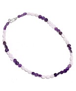 Natural Amethyst Moonstone Gemstone Mix Shape Smooth Beads Necklace 18&quot; ... - £7.83 GBP