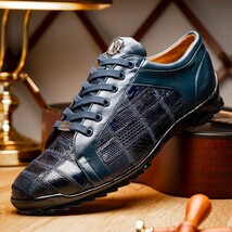 Bari Genuine Lizard Fashion Sneaker Patchwork Design Shoes Navy image 9