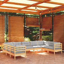  Garden Lounge Set Grey, Natural Wood - $2,165.06 CAD