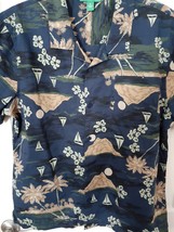 Men&#39;s DIP Hawaiian Short Sleeve Button Shirt Large Palm Trees Sailboat H... - £14.74 GBP