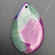 Agate Dragonfly Stone Rock Cut Polished Drilled Purple Green Teardrop Pendant - £7.93 GBP