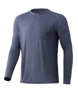 HUK Men&#39;s Waypoint Long Sleeve Performance T-Shirt 2XL +50 UPF Silver/Blue - €23,17 EUR