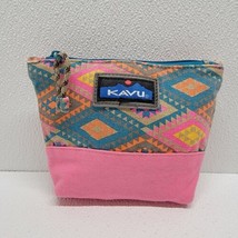 Kavu Rhombus Rug Aztec Pink Yellow Blue Orange Zip Pouch Bag - $267.83 MXN