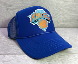 New York Knicks Logo Royal Blue Hat 5 Panel High Crown Trucker Snapback - £18.70 GBP