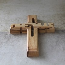 6&quot; Handmade Olive Wood Cross With the Word Jesus, a Perfect Religious Gi... - £31.42 GBP