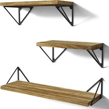 Wall-Mounted, Rustic Floating Shelves In A Set Of Three For The Kitchen, Living - £31.41 GBP