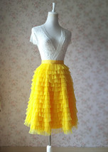 Yellow Knee Length Tiered Tulle Skirt Women Plus Size A-line Tulle Skirt image 2