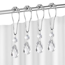 Shower Curtain Hooks Rings For Bathroom, Set Of 12 Water Drops Crystal B... - $23.99