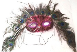 Mardi Gras Eye Masks W/Hanging Peacock Feathers Lot Of 5 Halloween New - $20.56