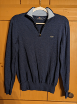 Vineyard Vines Cotton 1/4 Zip Polo Sweater Navy Blue Mens  Womens XS Long Sleeve - £18.88 GBP