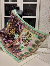 Women Dupatta Handcrafted Mirror &amp; Pearl work digital Print Chinnon Chun... - £24.33 GBP