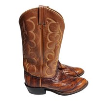 Tony Lama Western Boots Eel Leather Cowboy Brown 8111 Wingtip Size 10 B - $69.25