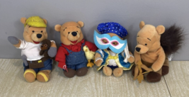Vintage Lot of 4 Disney Store Characters Winnie Pooh Bear Bean Bags Plush 8 Inch - £22.42 GBP