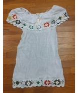 Beach By Exist Hand-Made White Swim Cover Up Crochet PomPom Trim Size L/... - $21.66