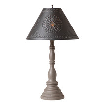 Irvins Country Tinware Devenport Wood Table Lamp in Earl Gray with Metal - £219.62 GBP