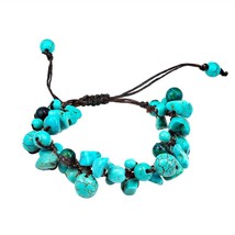 Infinite Clusters Turquoise-Malachite Stone Cotton Rope Bracelet - £9.27 GBP