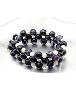 Handmade Bracelet-Adjustable Bracelet-Black and White with Charm - $16.41 CAD