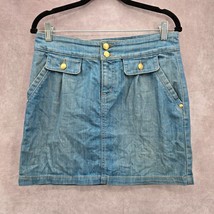 JUICY COUTURE Ex Cardiff High Waist Womens Denim Skirt Crest Button Size 28 - £53.00 GBP