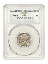 1948-S 5c PCGS MS67 FS ex: D.L. Hansen - $1,833.30