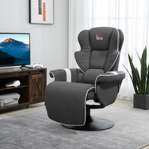 Linen Manual Recliner Armchair w/Two Cup Holders, Footrest for Living Room Black - £296.47 GBP