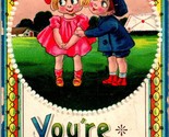 Vintage 1913 Postcard Cartoon romance &quot;You&#39;re Good Enough For Me&quot; Embossed - £6.63 GBP