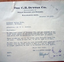 Vintage The C.H. Dutton Co. Kalamazoo MI Letter 1933 - $2.99