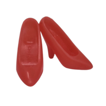 Vintage Mattel Barbie Red Closed Toe High Heel Heels Pumps Shoes Plastic - $20.90