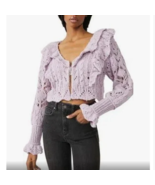 Free People Cardigan Womens XS Avery Cropped Cardi Orchid Dust Purple Ru... - $87.22