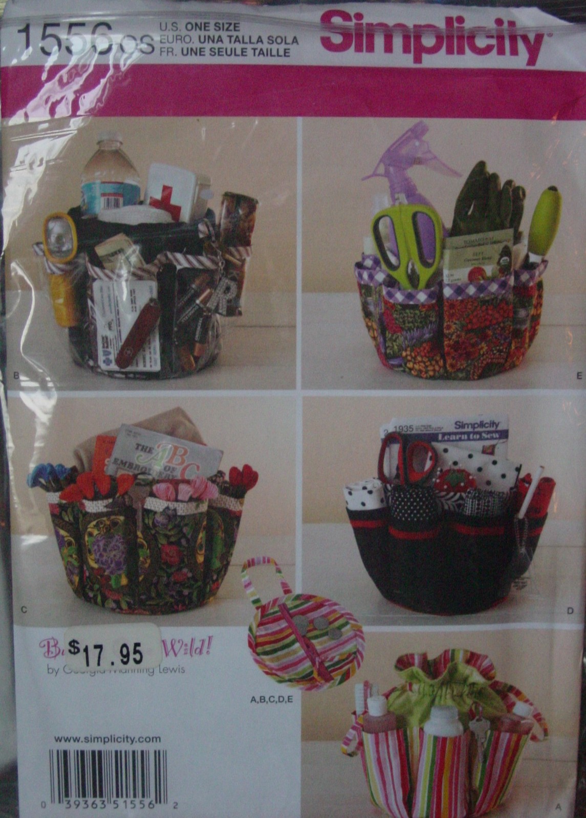 Sewing Pattern 1556 Drawstring Organizer W/Removable Pouch Uncut - $5.99