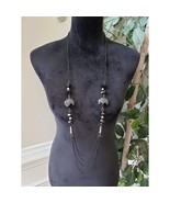 Women Black Tone Multi Layered Faceted Glass Beads Statement Necklace w/... - $33.70 CAD