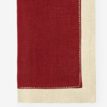 Sferra Roma 100% Linen Dinner Napkins Cinnabar/Stone Border 20x20&quot; SET/4... - $54.35