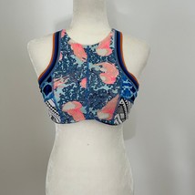 Maaji Reversible High Neck Bikini Top Blue Multicolor Geometric Coral Pr... - $19.99