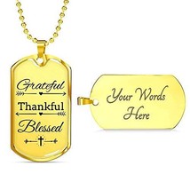 Express Your Love Gifts Grateful Thankful Blessed Necklace Engraved 18k Gold Dog - £55.35 GBP