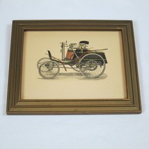 Antique 1902 Horseless Buggy Car Automobile Print Framed in Glass Vintage 1970s - £39.84 GBP