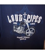 Loud Pipes Save Lives Jesus Saves Souls Motorcycle T-Shirt Size Large Me... - £13.23 GBP