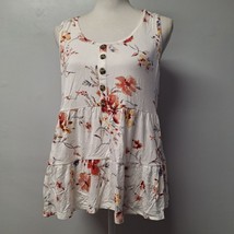 Maurices Floral Button Front Sleeveless Tiered Tank Top Womens Large Lig... - £13.57 GBP