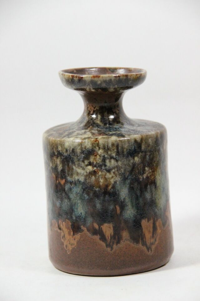 Primary image for Pottery Craft Brown, Tan and Gray Small Jar Mini Vase Jug 5" tall.