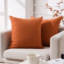 Top Finel Decorative Throw Pillow Covers Solid Soft Chenille Cushion, Orange - £16.57 GBP